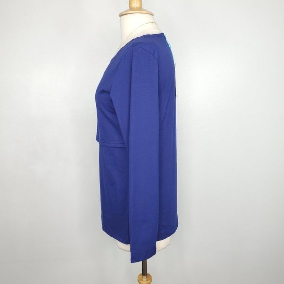 SMALLSHOW Navy Long Sleeve Knit Maternity Nursing Top NEW NWT Size M - Picture 4 of 13